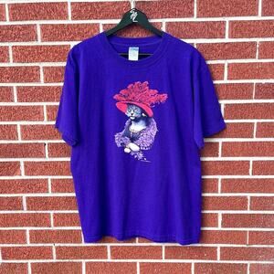 Vintage 2004 tom griffin earth sun moon purple cat art shirt